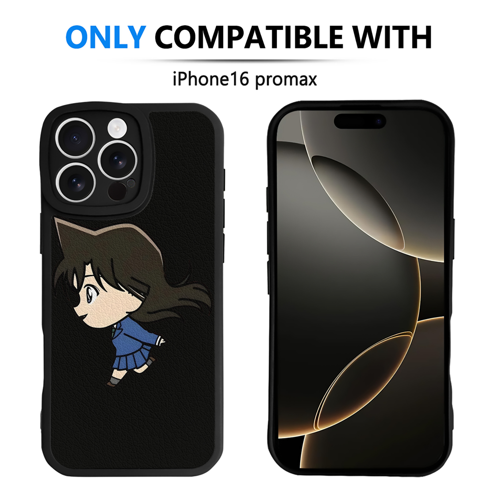 （画像用） 名探偵コナン 毛利 蘭 もうり らん、モーリ ラン Detective Conan Rachel Moore 【iPhone 16シリーズ対応】シリコンスマホケース（レザー調） 材質：シリコン